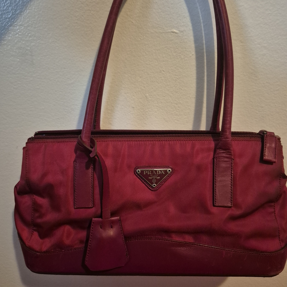 Prada Tessuto In Cherry Small  Bag